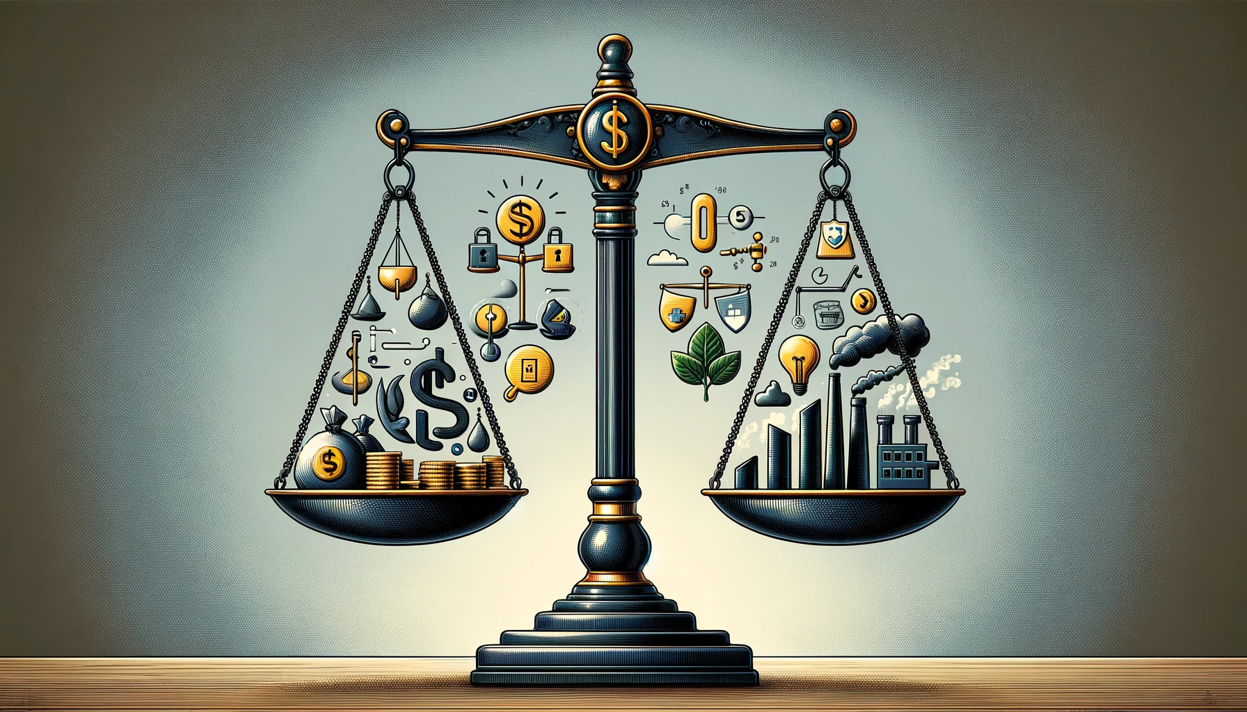 A lawyerly scale weighing the value of generative ai against the costs